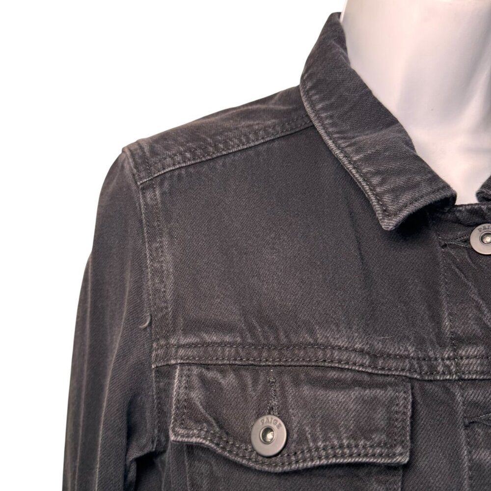 Paige Women's Black Denim Jean Cropped Jacket Coat Goth Punk Emo Metal Grunnge S - Picture 3 of 14